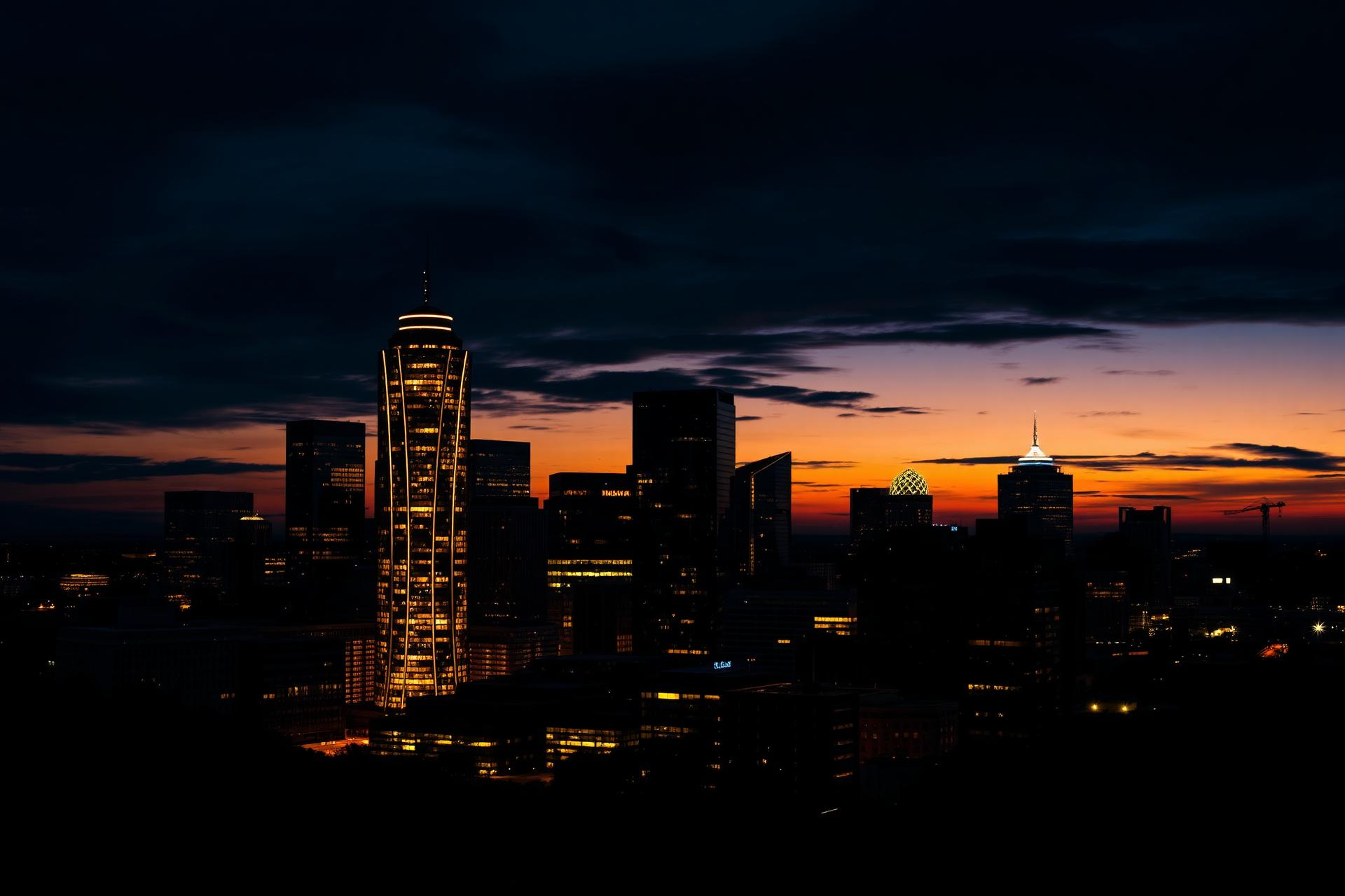 Dallas Fort Worth skyline at twilight